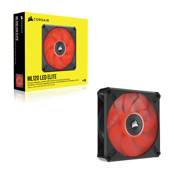 Corsair ML120 LED Elite 120mm Red LED Cabinet Fan (Single Pack)